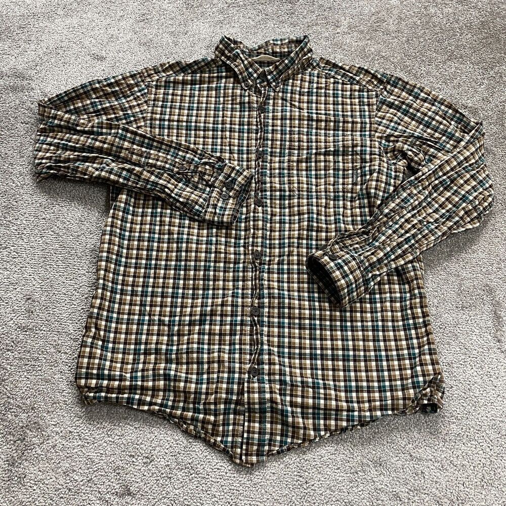Columbia Rapid Rivers Shirt Mens Medium Multicolor Long Sleeve Plaid Casual Fish